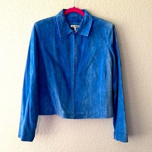 Blue leather jacket